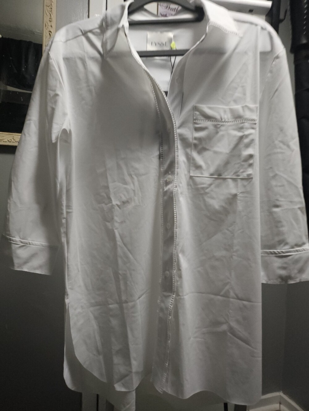 Lysse White Men's Longline Button-Up Shirt